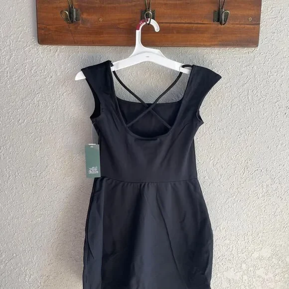 Wild Fable XS Cap Short Sleeve cross Women's Black Dress - Picture 3 of 5